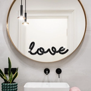 Modern black mirror acrylic love wall sticker for bathroom mirror home decor