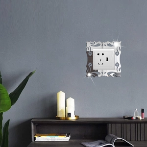 Modern acrylic mirror switch cover with elegant hollow floral carvings for wall sockets