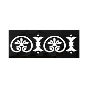 Decorative acrylic mirror wall sticker with white classical scroll pattern on black base