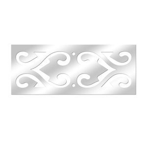 Detailaufnahme eines silbernen Acryl-Wandaufklebers mit symmetrischem Ausschnittmuster