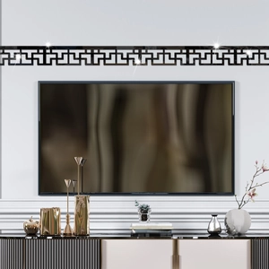 Modern black geometric greek key mirror wall stickers for living room decor