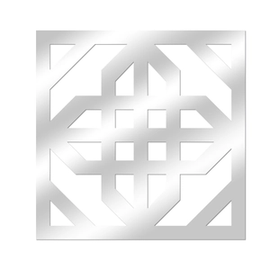 Detail of silver mirrored acrylic wall sticker with hollow geometric pattern for home decor