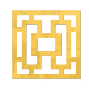 Detail of 1mm gold acrylic mirror wall sticker with geometric hollow-out pattern