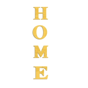 Macro shot of gold mirrored acrylic HOME letters for 3D wall decor and home styling