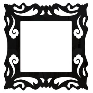 Macro detail of square black acrylic light switch wall sticker with hollow carving pattern