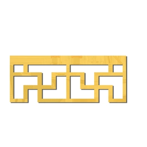 Close-up of golden hollow geometric mirror acrylic wall sticker with 3D texture