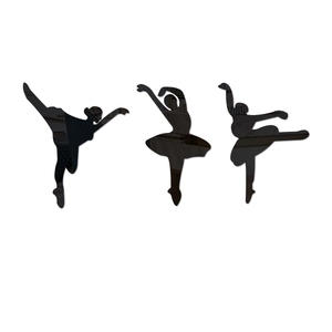 Three-piece mirror acrylic ballet girl wall stickers for dance room decor silhouettes