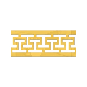 Macro view of gold mirror finish wall decals with interlocking geometric H pattern design
