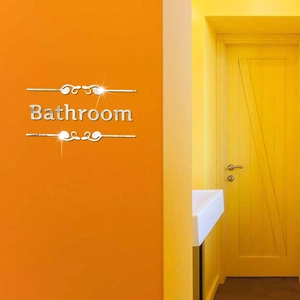 3D Mirror Acrylic Bathroom Wall Sticker Waterproof Self Adhesive Mirror Effect Sign Decal For Home Toilet Door Decor