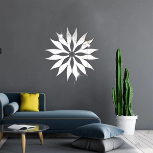 Creative sunflower acrylic mirror wall stickers set for modern living room decor