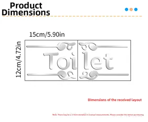 Adesivo murale a specchio per toilette in acrilico con dimensioni 12cm x 15cm