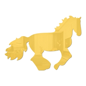Close-up of golden horse mirror wall sticker showing reflective acrylic surface finish