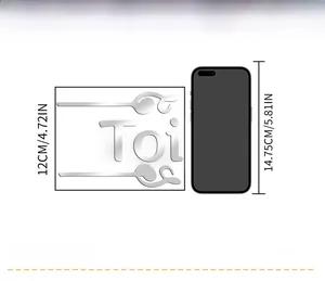 Confronto dimensioni dell'adesivo a specchio Toi 12cm accanto a uno smartphone