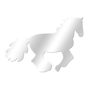 Macro detail of running horse wall sticker with silver mirror finish and reflective texture
