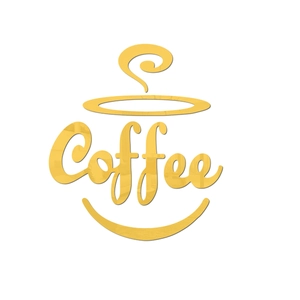 Detailed macro view of 3D gold mirror acrylic coffee cup wall sticker for home decor