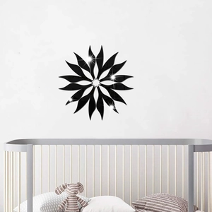 Modern black sunflower acrylic mirror wall stickers for minimalist home living room decor