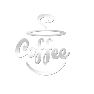 Detailed view of silver 3D mirror acrylic Coffee wall sticker with elegant cup design