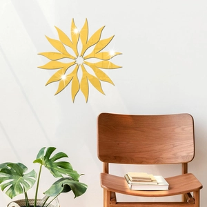 Modern gold sunflower mirror wall stickers made of acrylic for living room home decor