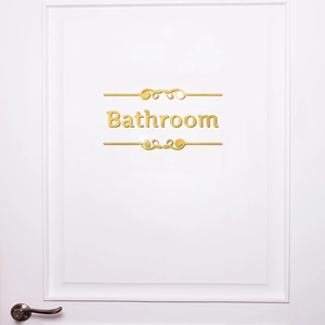3D golden acrylic mirror bathroom wall sticker with elegant scroll pattern for home decor