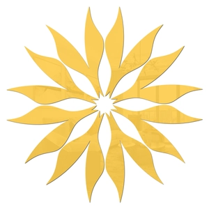 Detailed macro view of 1mm thick golden sunflower mirror wall stickers in acrylic material