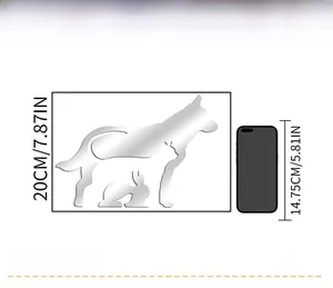 Detailed comparison of 20cm silver animal mirror wall stickers next to a mobile phone