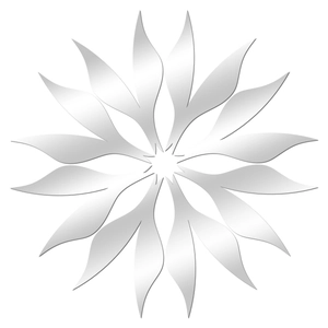 Detail view of 1 mm acrylic sun flower mirror wall sticker with 12 petals for home decor