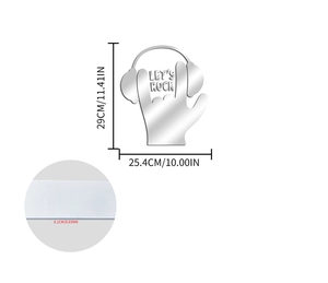 Detail showing acrylic mirror wall sticker thickness and rock gesture dimensions