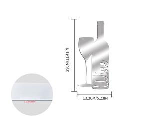 Detail of 0.1cm ultra-thin silver mirror acrylic wine bottle and glass wall sticker set