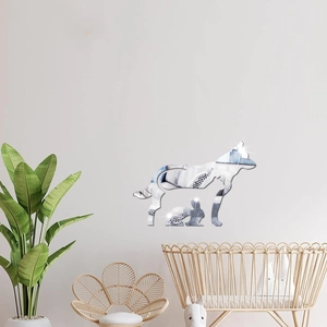Modern acrylic mirror wall stickers showing cat dog and rabbit silhouettes in a room