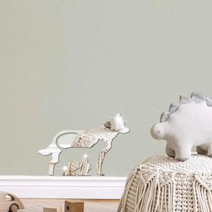 Modern acrylic mirror wall stickers with cat and rabbit silhouettes for home decor