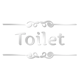 Vista dettagliata dell'adesivo murale Toilet in acrilico argento con motivi floreali