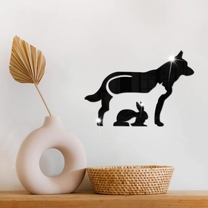 3D acrylic mirror wall sticker featuring dog cat and rabbit silhouettes for home decor