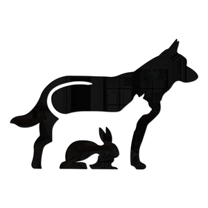 Modern 3-in-1 animal silhouette mirror wall stickers with dog cat and rabbit designs