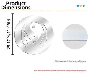 Detailed dimensions of the Tai Chi mirror wall sticker with a diameter of 29.1 cm