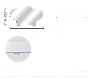 Detailed dimensions of mirror acrylic chef hat and mustache wall stickers set