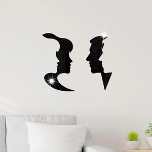3D acrylic mirror wall sticker featuring a minimalist artistic face silhouette for home decor