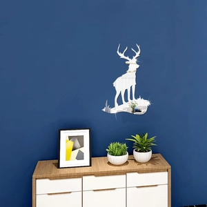 Modern 3D acrylic mirror deer wall sticker for Nordic style living room background decor