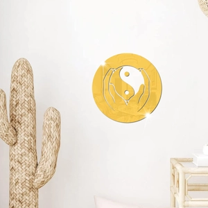 Creative Tai Chi mirror wall sticker with golden acrylic Yin Yang design for room decor