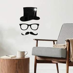 Creative Acrylic Mirror Wall Sticker Set Gentleman Mr Hat Mustache Glasses DIY 3D Mirror Surface Home Wall Decor