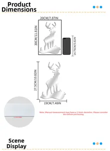 Size chart showing height and width for deer acrylic mirror wall stickers in two sizes