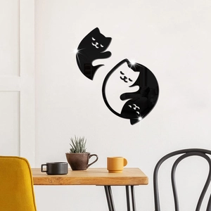 Modern acrylic cat mirror wall stickers with reflective finish for living room wall decor