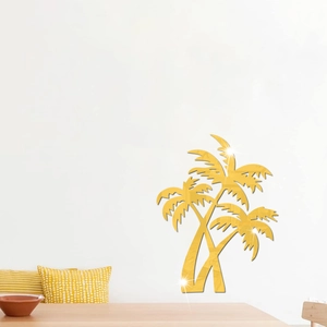 Détails des stickers muraux 3D en acrylique doré miroir avec motif de cocotiers