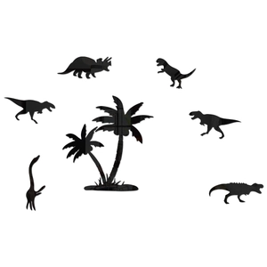3D mirror acrylic dinosaur wall stickers set with palm trees for kids room decor