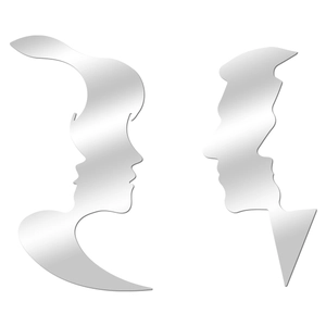 Artistic abstract mirror wall stickers featuring silhouettes of male and female faces