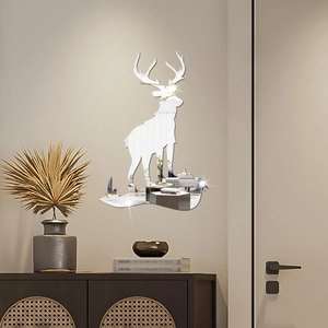 3D Mirror Acrylic Elk Deer Wall Sticker Modern Minimalist Living Room Bedroom Background Decorative Mirror Wall Decal