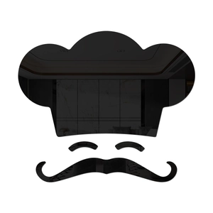 3-piece set of mirror acrylic chef hat and mustache wall stickers for kitchen decor
