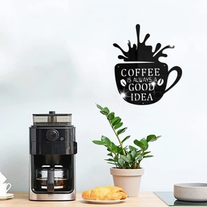 Kreative schwarze Acryl 3D Kaffeetasse Wandtattoo für Küche und Café Wanddekoration