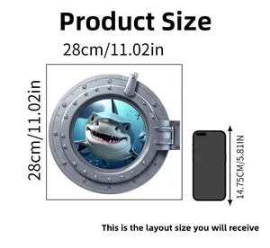Spécifications de taille pour sticker mural requin 3D mesurant 28 cm par 28 cm