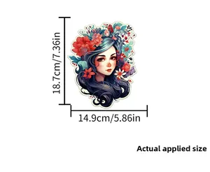 Sticker mural lumineux montrant la taille d'application d'une fille anime
