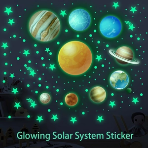 Glow in the dark solar system wall stickers with stars and planets for kids room decor